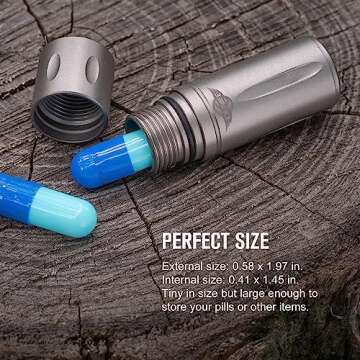 OKNIFE Otacle H1 Mini Keychain Pill Holder, Titanium Pill Container Waterproof Pill Case for Outdoor, Camping, Travel