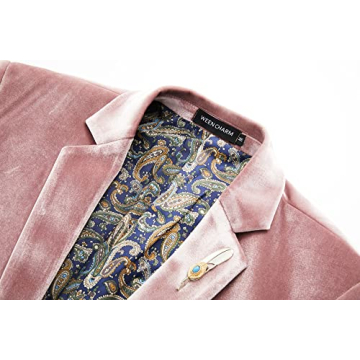WEEN CHARM Velvet Blazer Slim Fit Tuxedo Jacket for Events