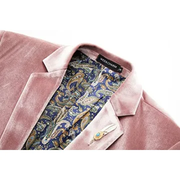 WEEN CHARM Velvet Blazer Slim Fit Tuxedo Jacket for Events
