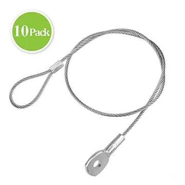 eoere 10 PCS 24" Braided Stainless Steel Security Cable, Safety Locking Cables Eyelet 5/16"