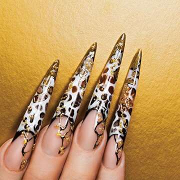 240 Pieces Extra Long Nail Tips Stiletto Nail Tips Oval Stiletto False Nails Clear Long Stiletto Fake Nail Artificial Press on Fake Nail for DIY Nail Salon Performances, Women and Girl (Black)