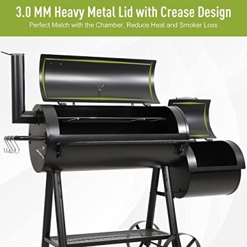 MFSTUDIO Heavy Duty Charcoal Smoker Grill with 942 SQ.IN.