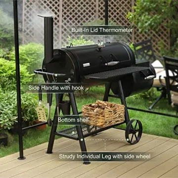 MFSTUDIO Heavy Duty Charcoal Smoker Grill with 942 SQ.IN.