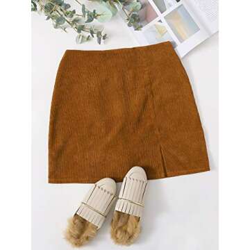 Stylish Floerns Corduroy High Waist A Line Mini Skirt