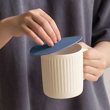 Carrotez 2 Pack Silicone Cup Cover Lids, 4.3 Inch Mug Covers, Reusable Silicone Coffee and Tea Cup Lids - Blue