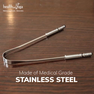 HealthAndYoga™ Tongue Cleaner Scraper - Hygienic, Surgical Grade, Non-Synthetic Grip – Sterilizable Tongue Brush Cleaner (Surgical Steel - 1 Pack)