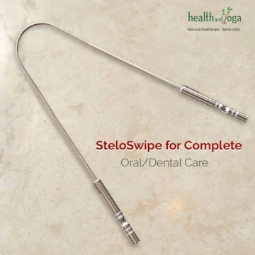 HealthAndYoga™ Tongue Cleaner Scraper - Hygienic, Surgical Grade, Non-Synthetic Grip – Sterilizable Tongue Brush Cleaner (Surgical Steel - 1 Pack)