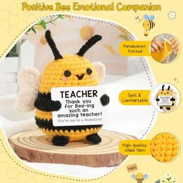 LEJIAJINW Teacher Valentines Day Appreciation Gifts for Teachers Thank You Teacher End of Year Fall Gift Birthday Teachers Week - Cute Handmade Crochet Positive Bee Animals Support