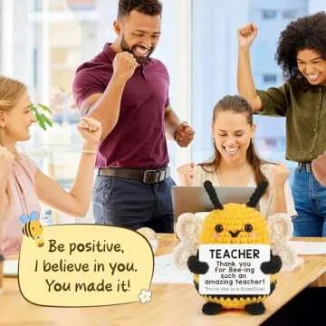 LEJIAJINW Teacher Valentines Day Appreciation Gifts for Teachers Thank You Teacher End of Year Fall Gift Birthday Teachers Week - Cute Handmade Crochet Positive Bee Animals Support