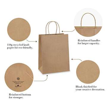 BagDream Kraft Paper Bags 5x3x8& 8x4.25x10& 10x5x13 25 Pcs Each, Gift Bags with Handles, Paper Shopping Bags, Retail Merchandise Bags, 100% Recyclable Paper Sack