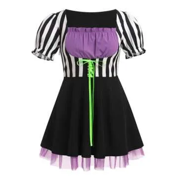 IMEKIS Black and White Striped Dress for Women: Adult Halloween Costumes for Women 2024 Movie Charac...
