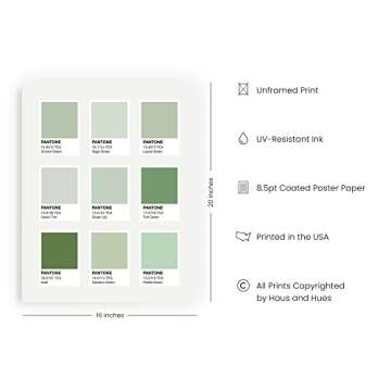 HAUS AND HUES Sage Green Room Decor Aesthetic Wall Dorm Posters for Bedroom Art Dark (16'' x 20'' Fr...