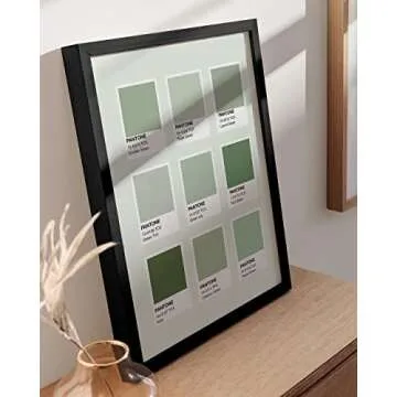 HAUS AND HUES Sage Green Room Decor Aesthetic Wall Dorm Posters for Bedroom Art Dark (16'' x 20'' Framed Beige), Pantone Shades Green, 16x20 Beige