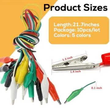 10PCS Premium Alligator Clips Electrical, 5 Colors Test Leads for Electrical Testing