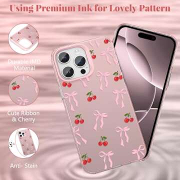 ZTOFERA Cute Pink Bow iPhone 16 Pro Max Case