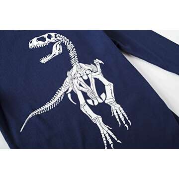 Family Feeling Dinosaur Little Boys Long Sleeve Pajamas Sets Cotton Pyjamas Kids Pjs Size 7 Blue