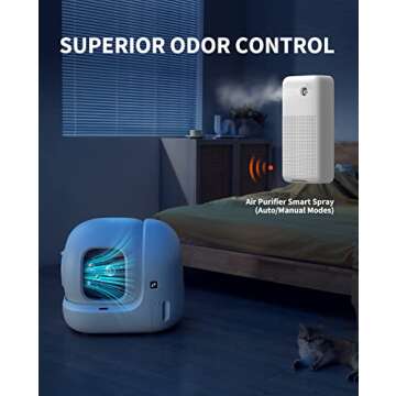 PETKIT Self Cleaning Cat Litter Box, PuraMax Cat Litter Box for Multiple Cats, App Control/xSecure/Odor Removal Automatic Cat Litter Box Includes Trash Bags and K3 Smart Air Purifier Spray