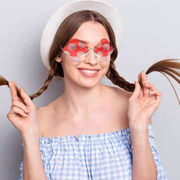 Oudain 4 Pair Mushroom Shape Sunglasses Funny Rimless Eyewear Retro Irregular Glasses Metal Spring Summer Mardi Gras Prom Party Sun Glasses for Men Women