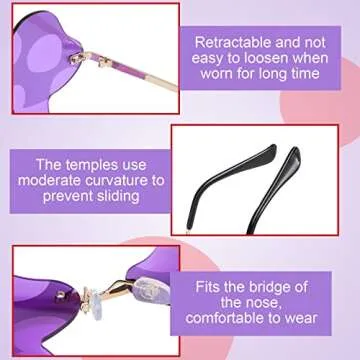Oudain 4 Pair Mushroom Shape Sunglasses Funny Rimless Eyewear Retro Irregular Glasses Metal Spring Summer Mardi Gras Prom Party Sun Glasses for Men Women