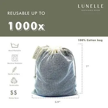 Lunelle Charcoal Bamboo Reusable Makeup Remover Pads 12 Pack - Reusable Face Pads with Laundry Bag + Charcoal Konjac Sponge Bamboo Makeup Remover Pads - Sustainable Reusable Cotton Pads Face Gift Set