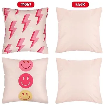 Preppy Leopard Smile Face Throw Pillow Covers 4 Pcs