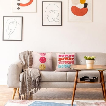 Preppy Leopard Smile Face Throw Pillow Covers 4 Pcs