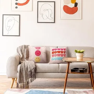 Preppy Leopard Smile Face Throw Pillow Covers 4 Pcs