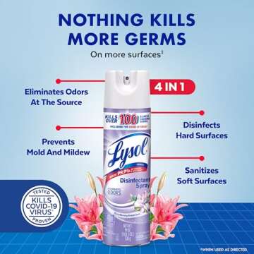 Lysol Disinfectant Spray, Sanitizing and Antibacterial Spray, For Disinfecting and Deodorizing, Early Morning Breeze, 1 Count, 12.5 fl oz each, Packaging may vary