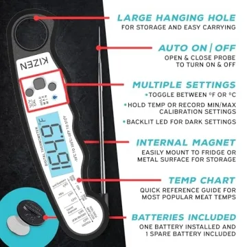 KIZEN Digital Meat Thermometer - Fast & Waterproof Cooking Tool