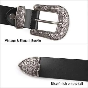 SUOSDEY Western Leather Belts for Women with Vintage Metal Buckle Belt
