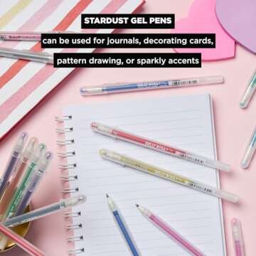 SAKURA Gelly Roll Stardust Galaxy Glitter Gel Pens - Bold Point Ink Pen for Lettering, Drawing, Invitations, & Stationery - Assorted Colored Ink - Bold Line - 6 Pack