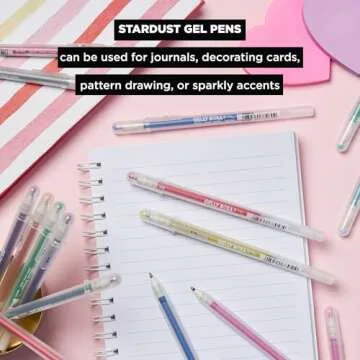SAKURA Gelly Roll Stardust Galaxy Glitter Gel Pens - Bold Point Ink Pen for Lettering, Drawing, Invitations, & Stationery - Assorted Colored Ink - Bold Line - 6 Pack