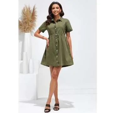 LUVAMIA Women's Casual Short Sleeve Denim Dress