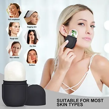 Ice Roller For Face and Eye, Ice Facial Roller Massage Shrink Pore Skin Care Tools, Reusable Ice Stick Remove Dark Circle, Ice Face Mold Sphere Face Ice Cubes for Brighten Lubricate Fine Lines Black