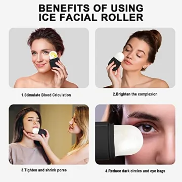 Ice Roller For Face and Eye, Ice Facial Roller Massage Shrink Pore Skin Care Tools, Reusable Ice Stick Remove Dark Circle, Ice Face Mold Sphere Face Ice Cubes for Brighten Lubricate Fine Lines Black
