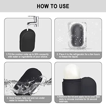 Ice Roller For Face and Eye, Ice Facial Roller Massage Shrink Pore Skin Care Tools, Reusable Ice Stick Remove Dark Circle, Ice Face Mold Sphere Face Ice Cubes for Brighten Lubricate Fine Lines Black