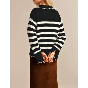 Fall Fashion 2024 Women's Striped Sweater - Stylish Comfort