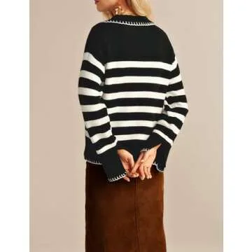 Fall Fashion 2024 Women's Striped Sweater - Stylish Comfort