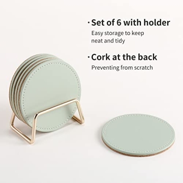 Stylish PU Leather Drink Coasters Set with Holder - CASEGRACE