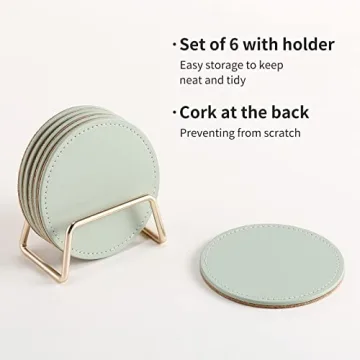 Stylish PU Leather Drink Coasters Set with Holder - CASEGRACE