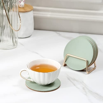 Stylish PU Leather Drink Coasters Set with Holder - CASEGRACE