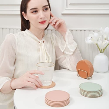 Stylish PU Leather Drink Coasters Set with Holder - CASEGRACE