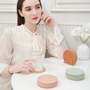 Stylish PU Leather Drink Coasters Set with Holder - CASEGRACE