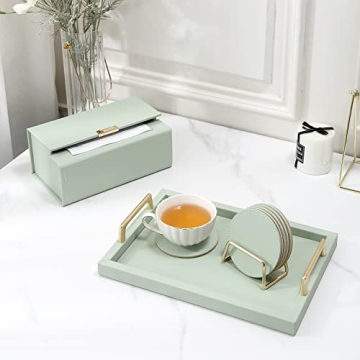 Stylish PU Leather Drink Coasters Set with Holder - CASEGRACE