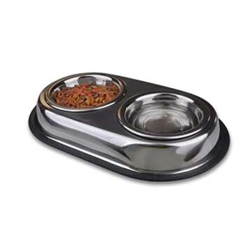 Van Ness Double Dish Dog Bowl 64 Oz No-Tip Stainless Steel
