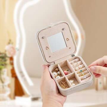 White 4packs - Small Travel Jewelry Case, To Go Portable Jewelry Box, Travel Jewelry Organizer,Porta...