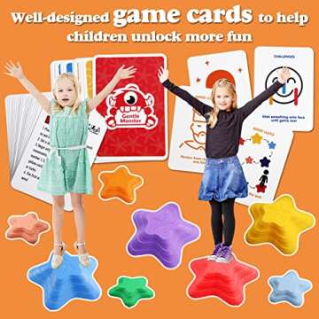 Gentle Monster Stepping Stones for Kids, Set of 8 Pcs for Balance with Non-Slip Bottom - Exercise Coordination and Stability
