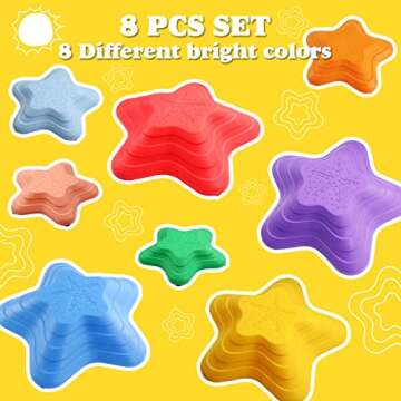 Gentle Monster Stepping Stones for Kids, Set of 8 Pcs for Balance with Non-Slip Bottom - Exercise Coordination and Stability