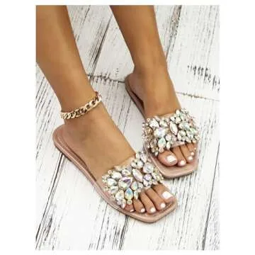 Stylish Verdusa Rhinestone Clear Flat Sandals for Women