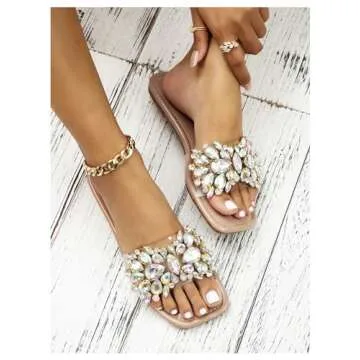 Stylish Verdusa Rhinestone Clear Flat Sandals for Women